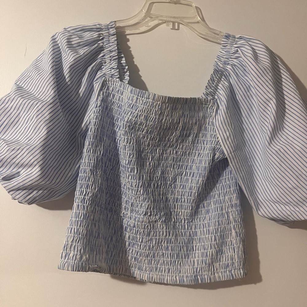 Steve Madden Blue and White Striped Blouse
